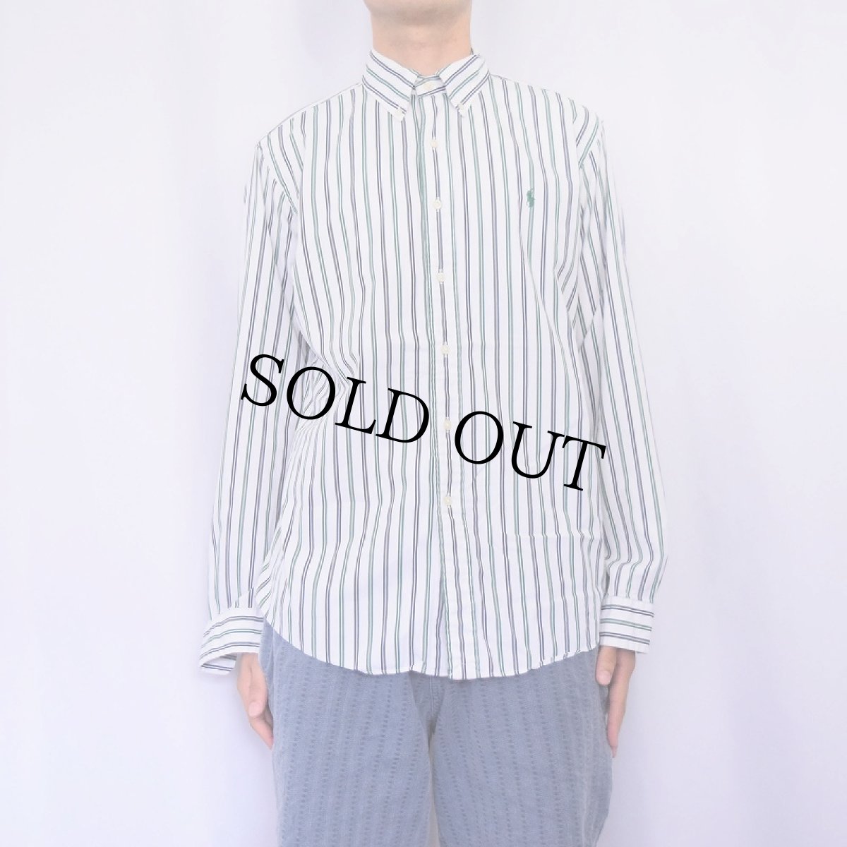 画像3: POLO Ralph Lauren "CUSTOM FIT" マルチストライプ柄 コットンボタンダウンシャツ L (3)