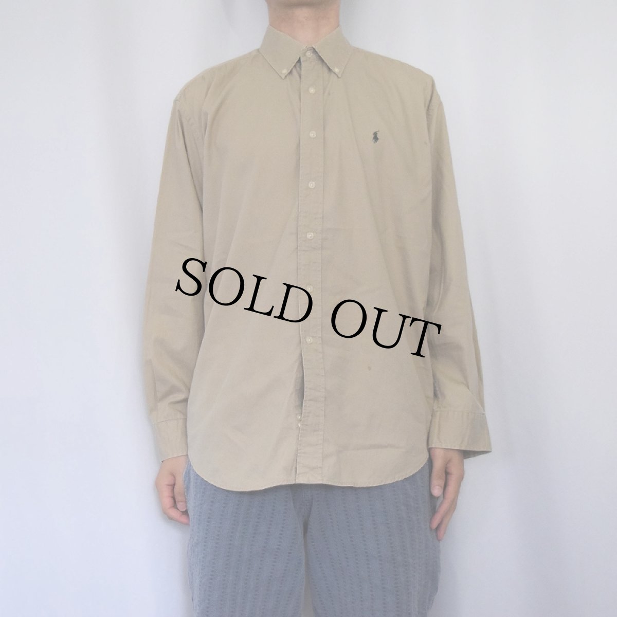 画像3: Ralph Lauren "YARMOUTH" ロゴ刺繍 コットンオックスフォード ボタンダウンシャツ L (3)