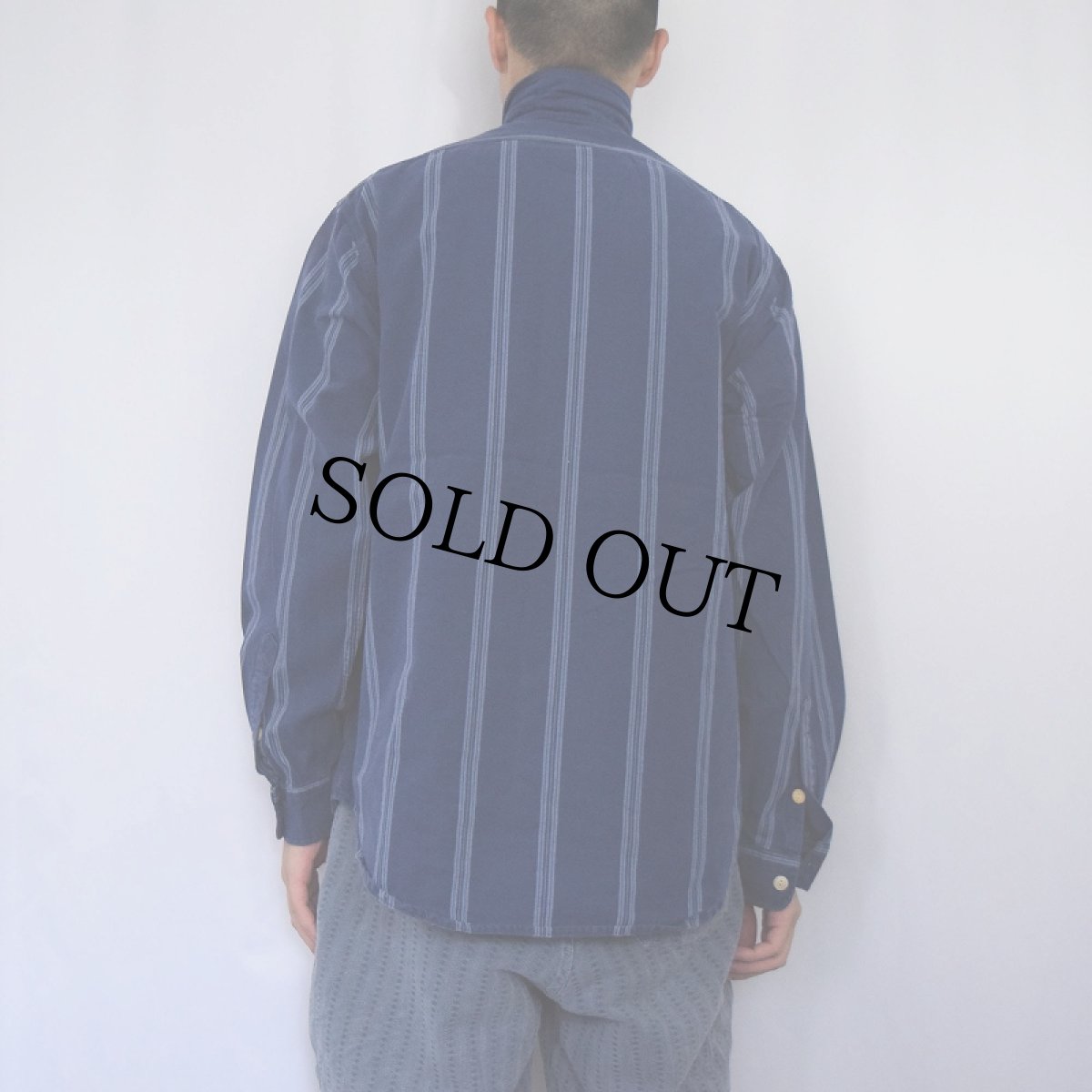 画像4: 90's POLO Ralph Lauren CANADA製 マルチストライプ柄 "ガチャポケ" コットンワークシャツ L (4)