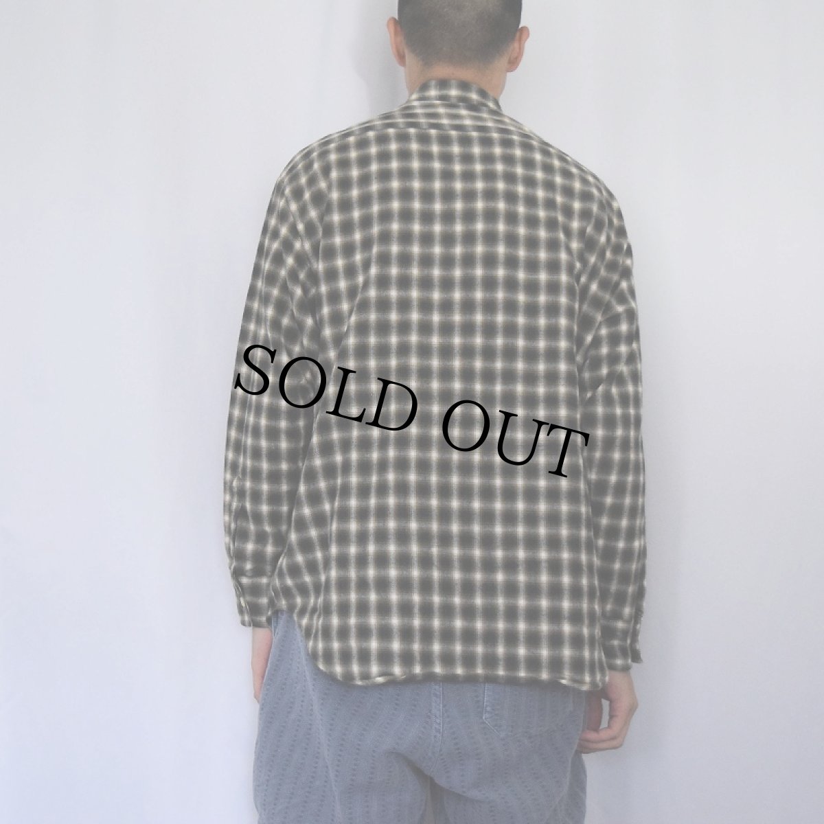 画像4: 80's Lee オンブレーチェック柄 猫目ボタン ネルシャツ L (4)