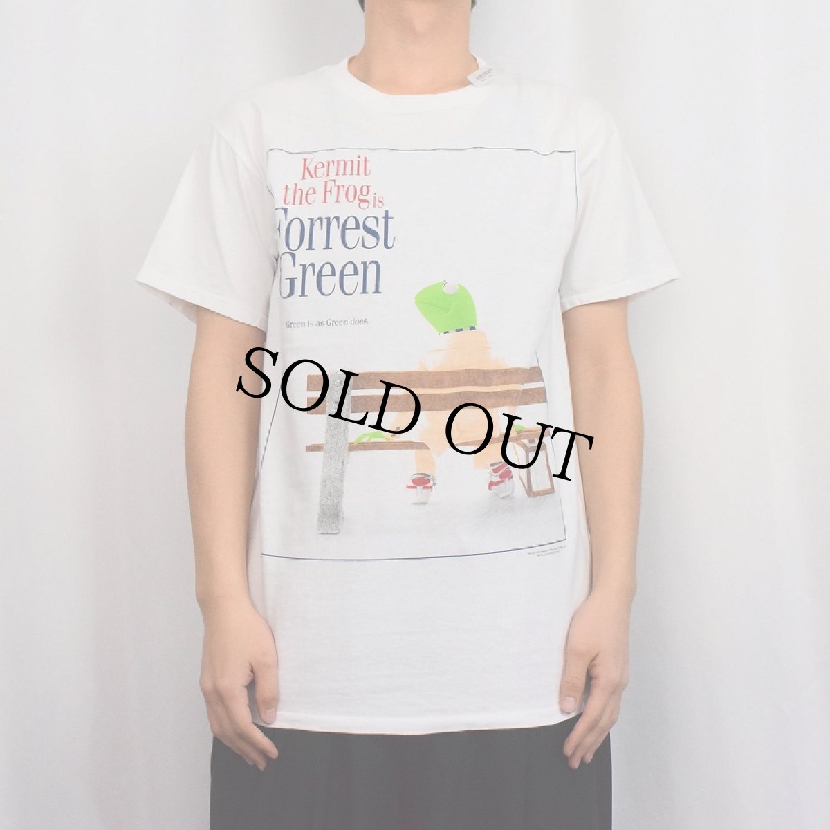 画像2: 90's "Kermit the Frog is Forrest Green" キャラクタープリント 映画パロディTシャツ L (2)