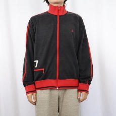 画像2: 90's POLO SPORT Ralph Lauren "67" サイドライン スウェットジップジャケット BLACK L (2)