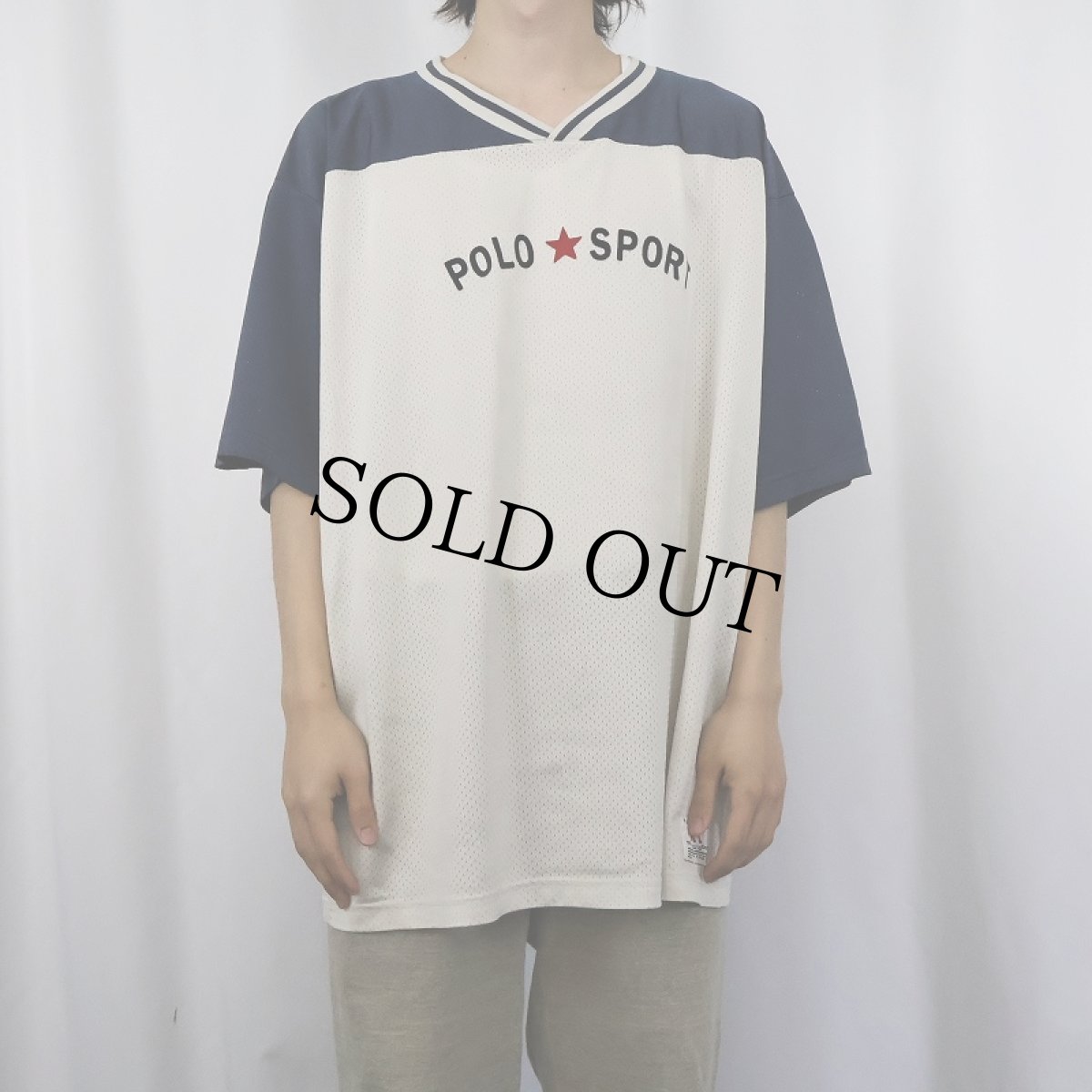 画像2: 90's POLO SPORT Ralph Lauren USA製 ロゴプリント メッシュゲームシャツ XL (2)