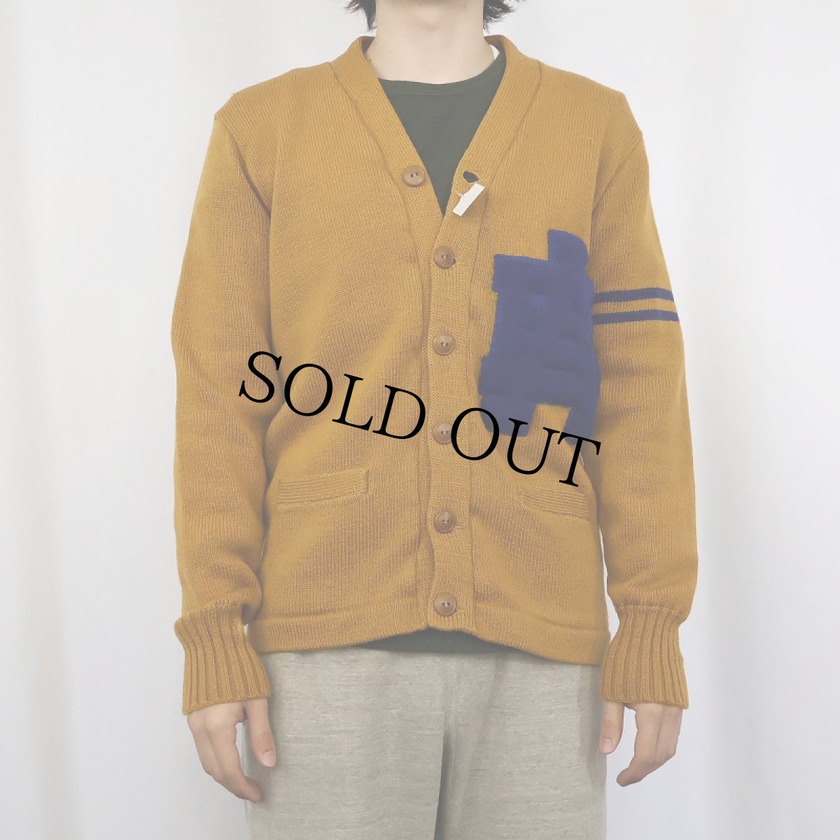 画像2: 40〜50's レタードニットカーディガン (2)