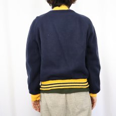 画像3: 60〜70's "South End Social Club" チェーン刺繍 ウールスタジャン NAVY (3)