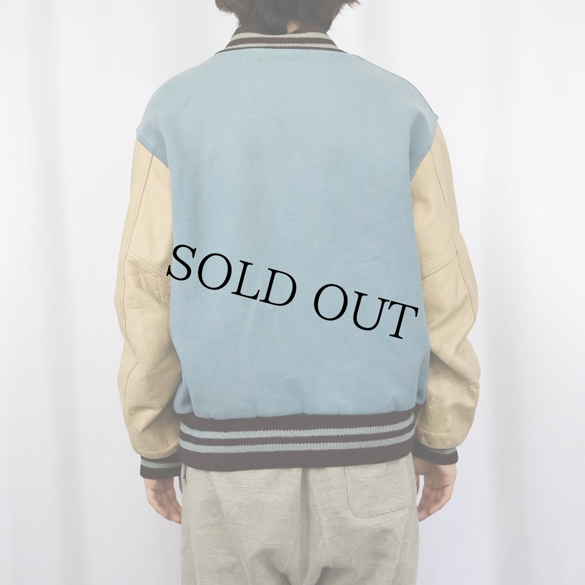 画像3: 60's ウール×レザー スタジャン (3)