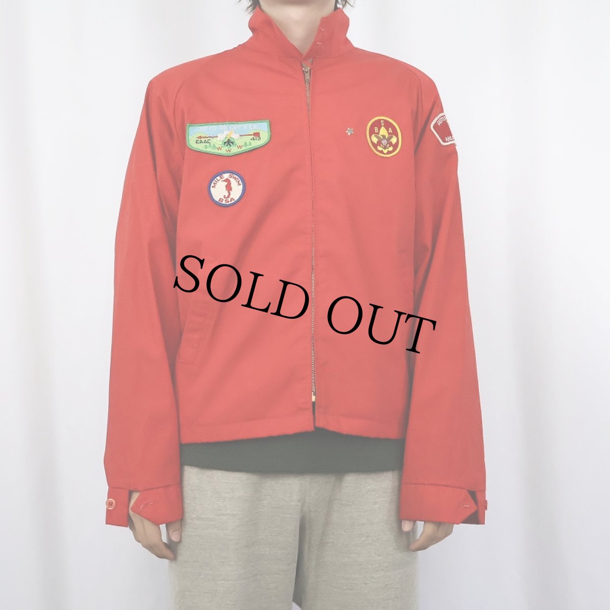 画像2: 60's BOY SCOUTS OF AMERICA ワッペン付き コットンポリ スイングトップ L (2)