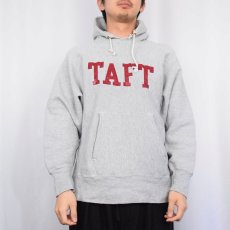 画像2: 70's Champion 青単色タグ REVERSE WEAVE USA製 "TAFT" プリントスウェットフーディー M (2)