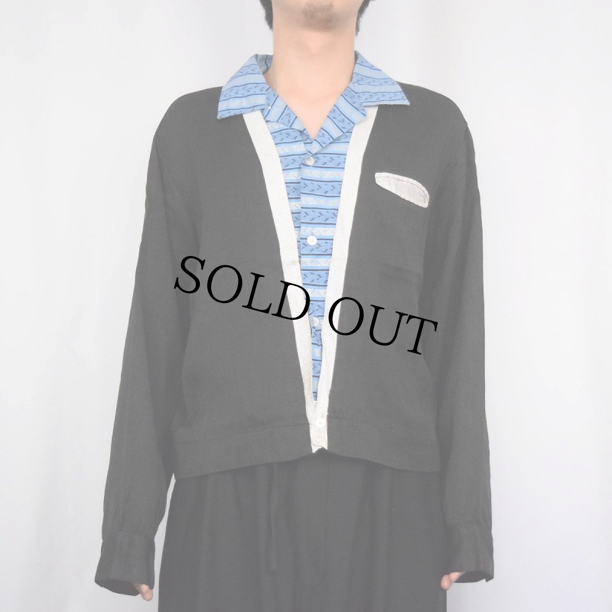 画像2: 50's Bud Berma レーヨンオープンカラーシャツ BLACK L (2)