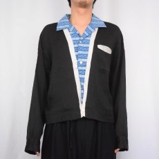画像2: 50's Bud Berma レーヨンオープンカラーシャツ BLACK L (2)