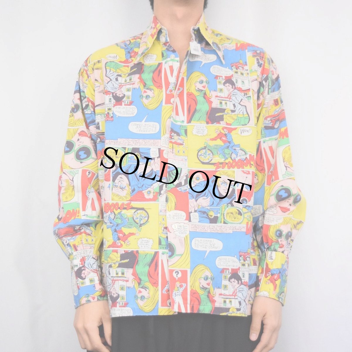 画像2: 70's SOMETHING ELSE アメコミ柄 コットンシャツ M (2)