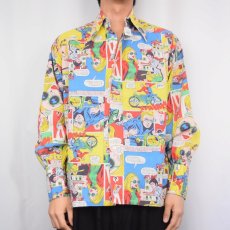 画像2: 70's SOMETHING ELSE アメコミ柄 コットンシャツ M (2)