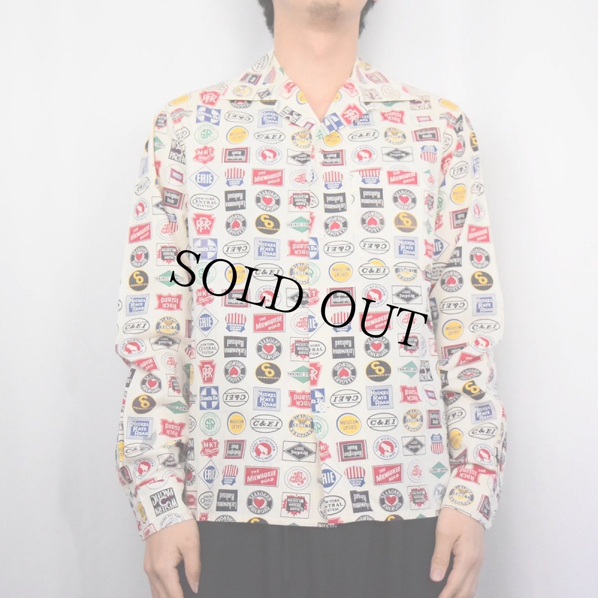 画像2: 50's Railload 総柄 コットンオープンカラーシャツ (2)