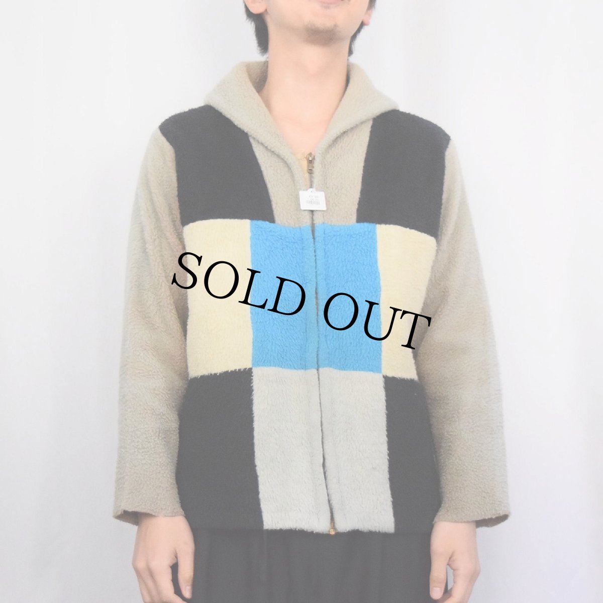 画像2: 50's CAMPUS KODIAK USA製 パネル切り替え フェイクファージャケット M (2)