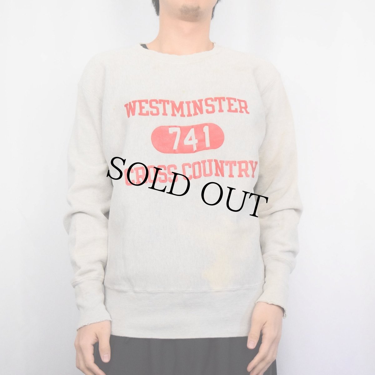 画像2: 70's Champion 赤単タグ REVERSE WEAVE USA製  "WESTMINSTER GROSS COUNTRY" プリントスウェット M (2)