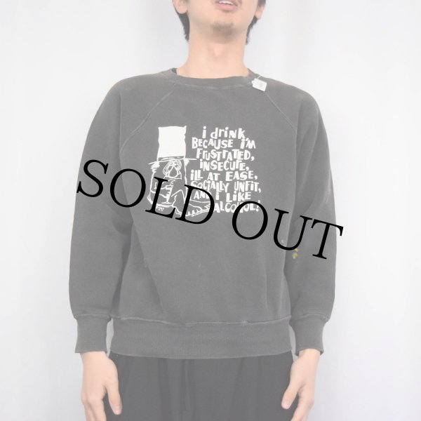 60年代 60s トレーナー ブラック 黒 ラグランスウェット │ヴィテージ