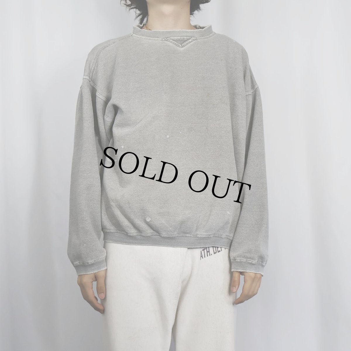 画像2: 90's McIntosh & Seymoor 前V 無地フェードスウェット M (2)