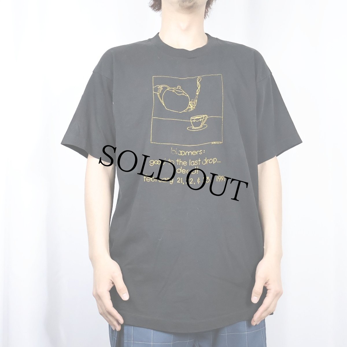 画像2: 90's USA製 "bloomers: good to the last drop..." イラストプリントTシャツ BLACK XL (2)