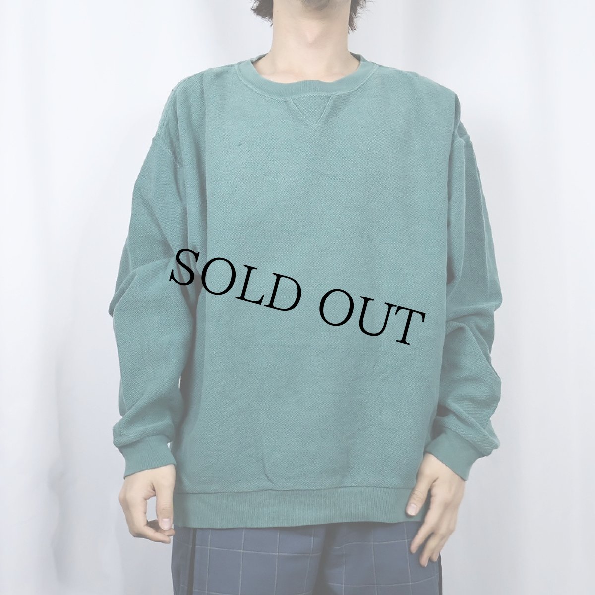 画像2: 90's LANDS' END USA製 前V 鹿の子スウェット XL (2)