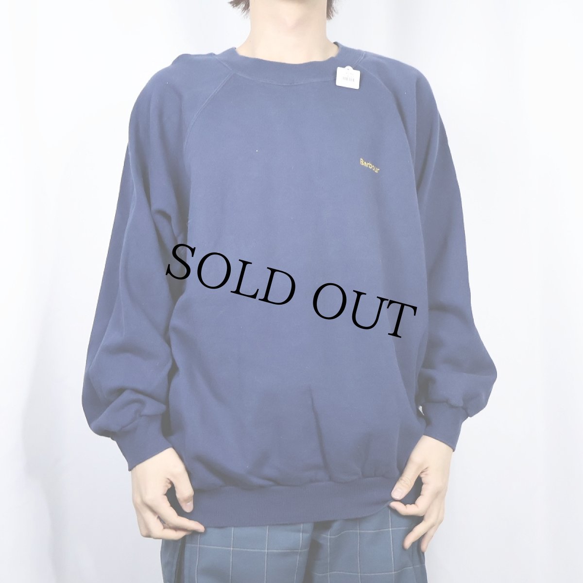 画像2: 80's Barbour ENGLAND製 ロゴ刺繍スウェット NAVY XL (2)