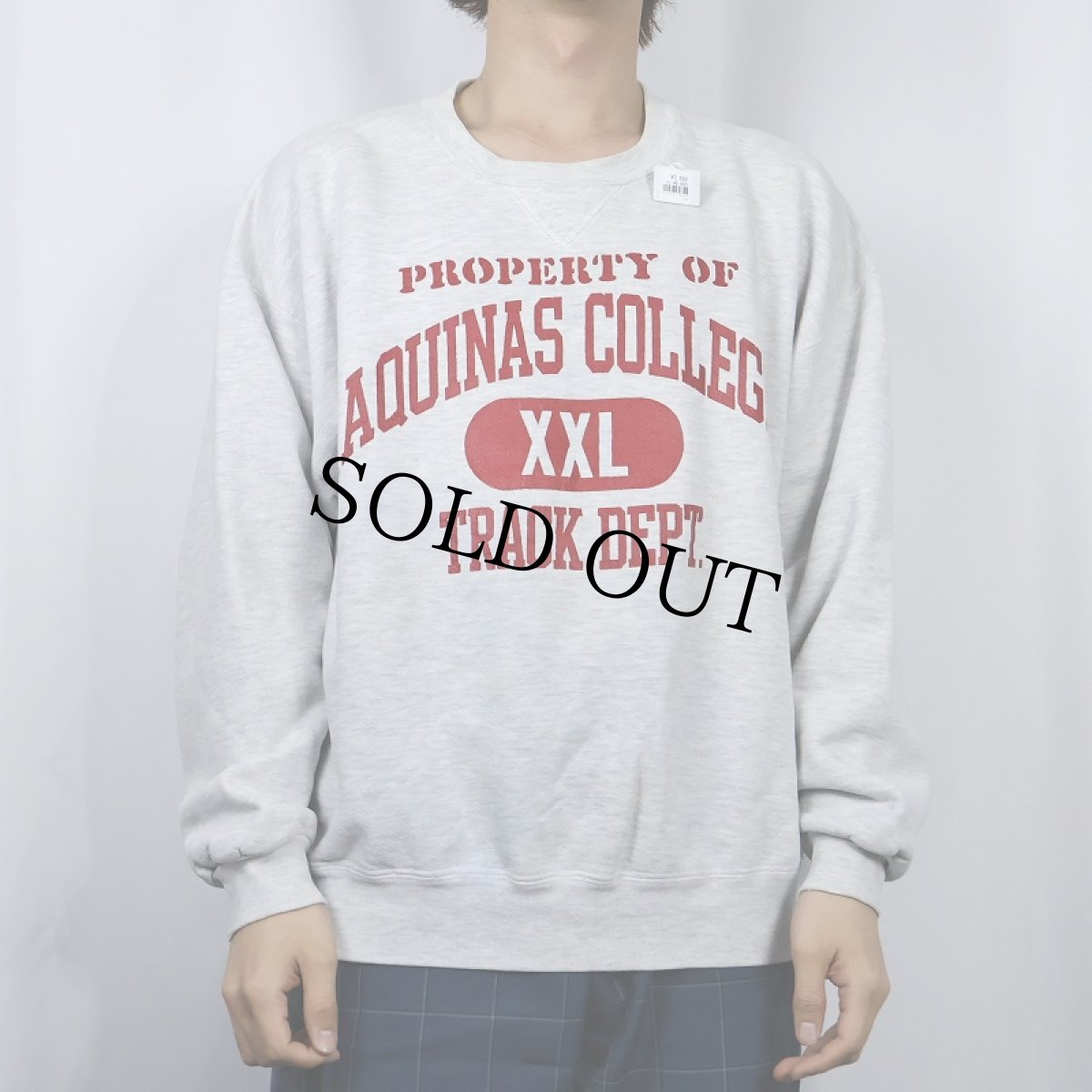 画像2: 90's RUSSELL ATHLETIC USA製 前V プリントTシャツ XL (2)