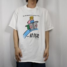 画像2: 90's "the only obstacle to learning is fear... have no fear" イラストプリントTシャツ XL (2)