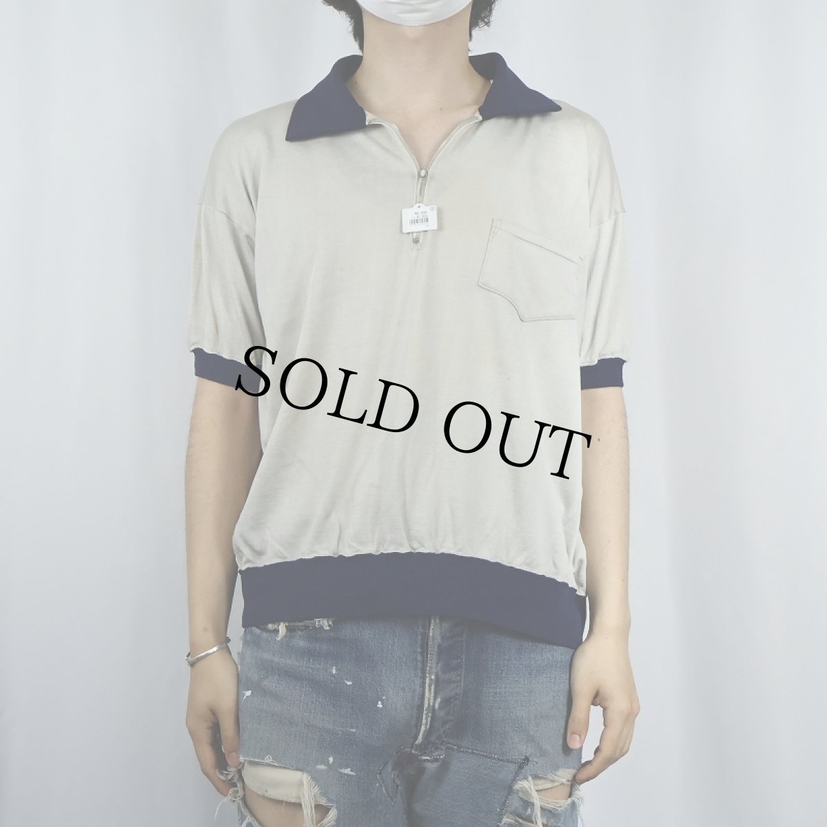 画像2: 60's Felco 2トーン ハーフジップレーヨンシャツ XL (2)