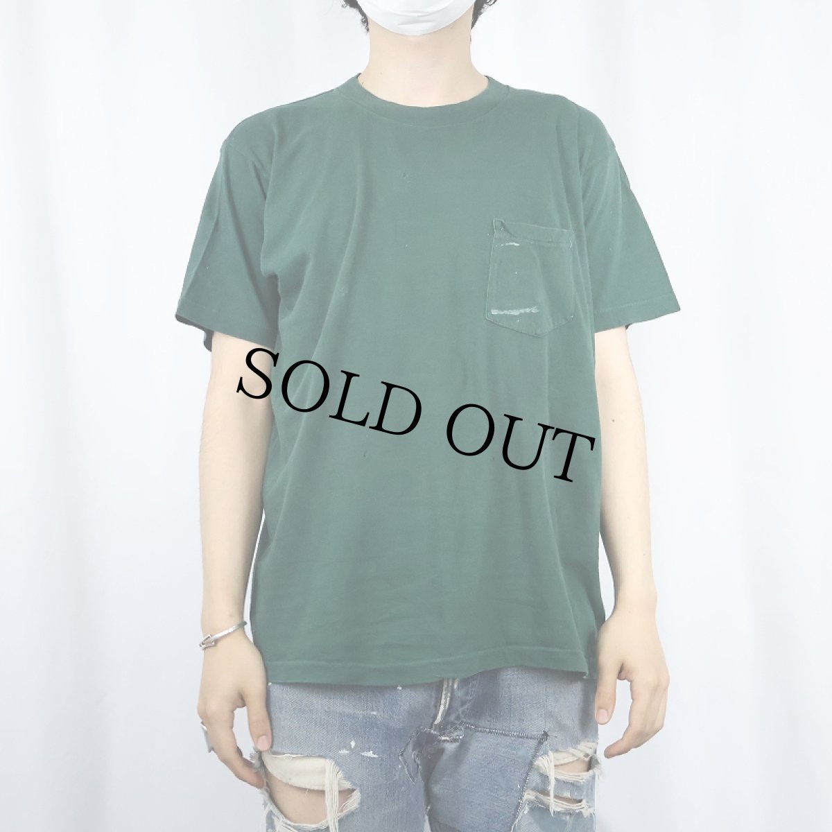 画像2: 60's B.V.D. 無地ポケットTシャツ L (2)