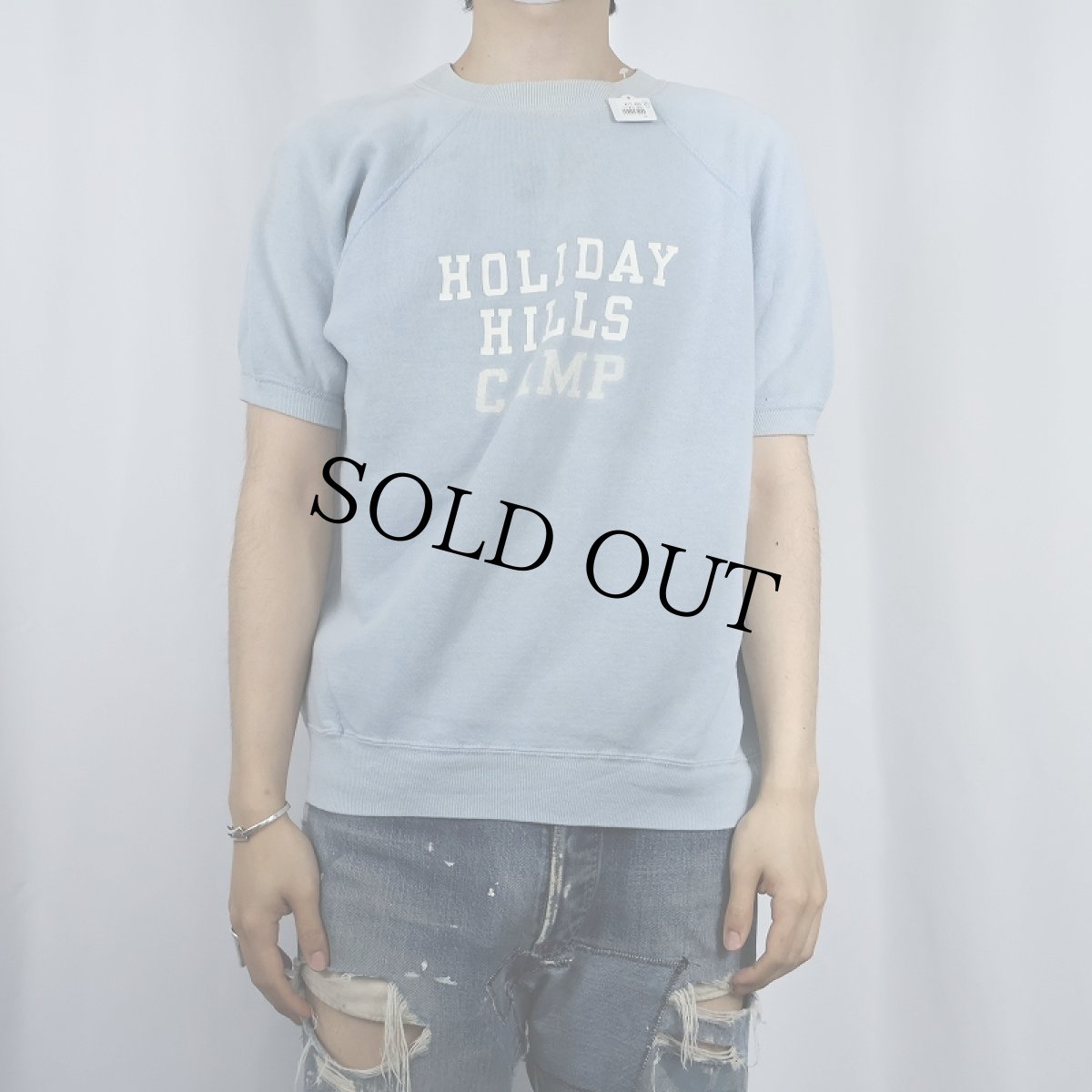 画像2: 60's Velva Sheen "HOLIDAY HILLS CAMP" ラグラン半袖スウェット L (2)