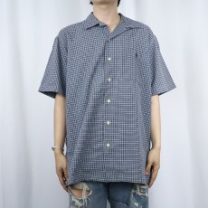 画像2: POLO Ralph Lauren "ADAMS" チェック柄 ロゴ刺繍 コットンオープンカラーシャツ M (2)