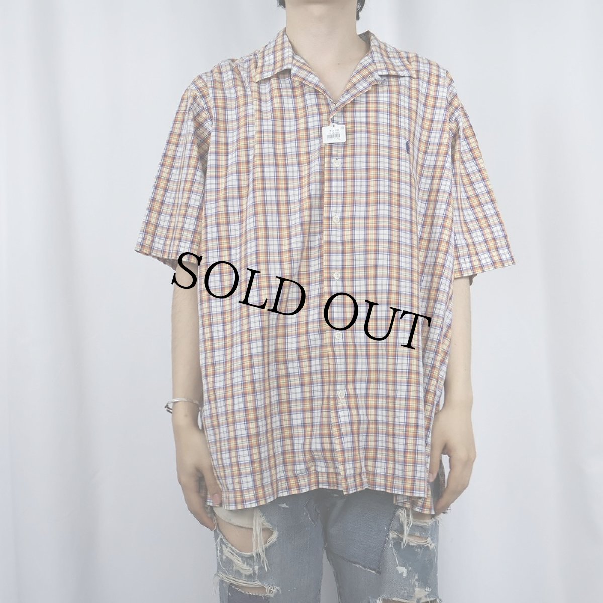 画像3: POLO Ralph Lauren "CALDWELL" ロゴ刺繍 チェック柄 コットンオープンカラーシャツ XL (3)