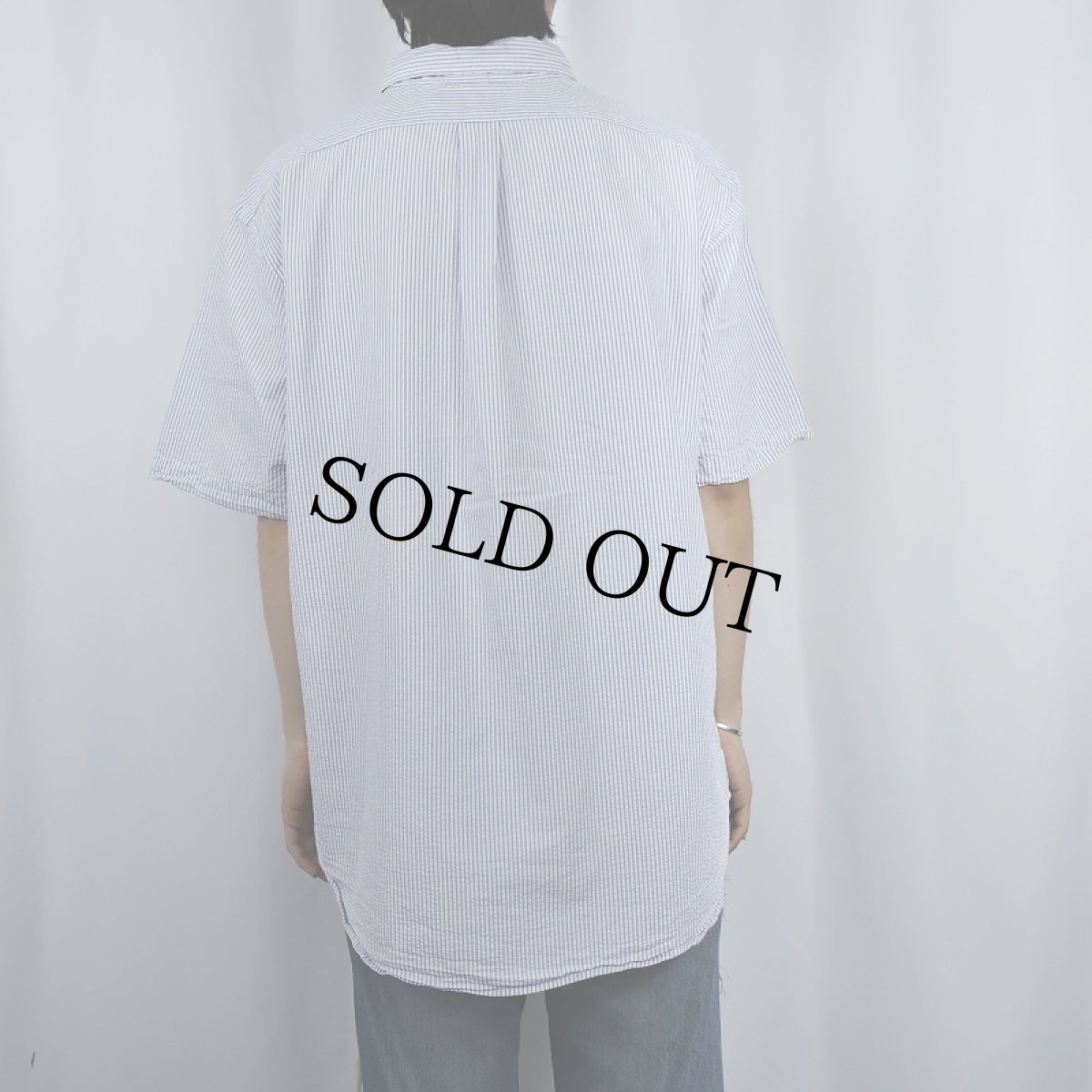 画像3: POLO Ralph Lauren "CLASSIC FIT" ストライプ柄 ロゴ刺繍 シアサッカーボタンダウンシャツ XL (3)