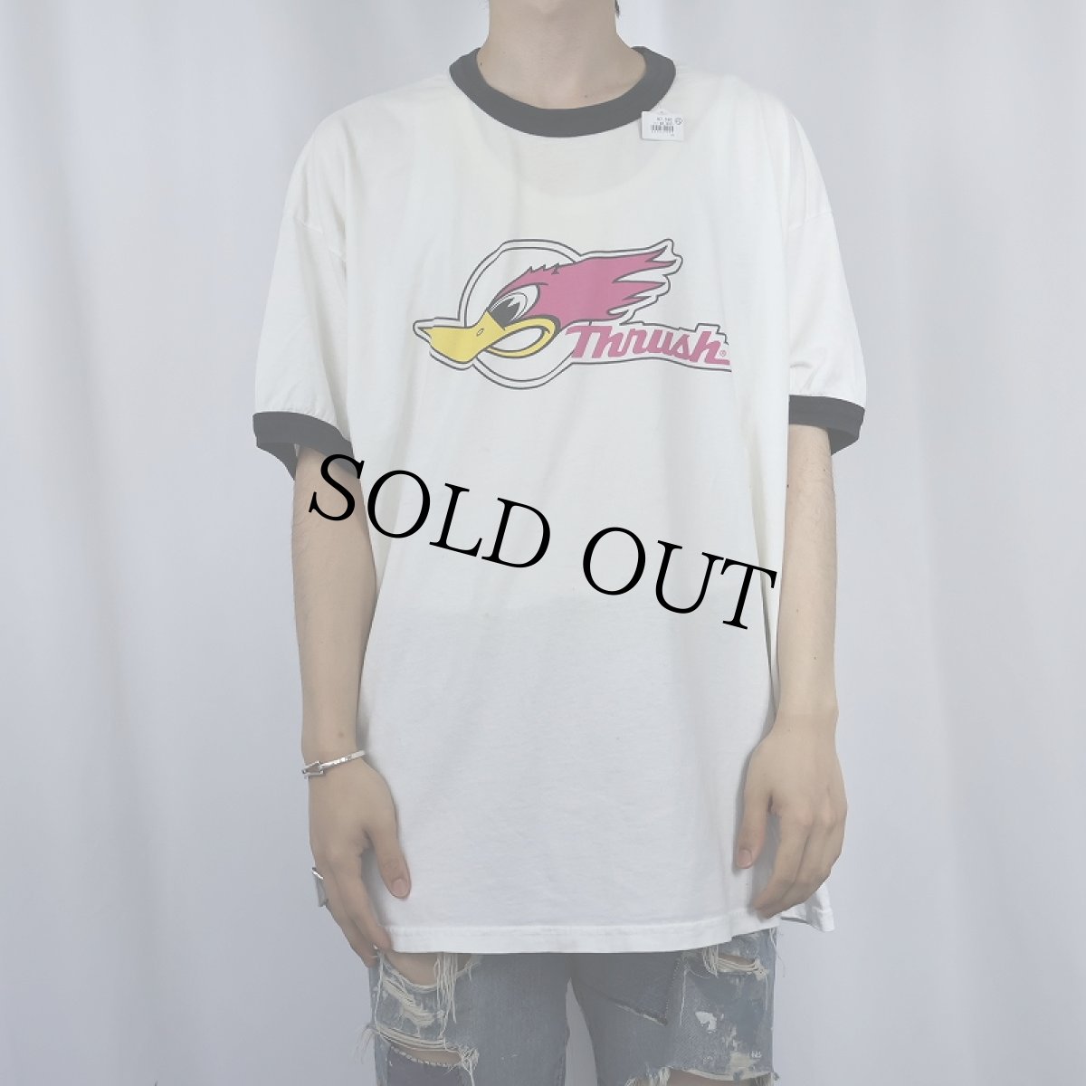 画像2: Thrush 自動車マフラーメーカー キャラクタープリントリンガーTシャツ XL (2)