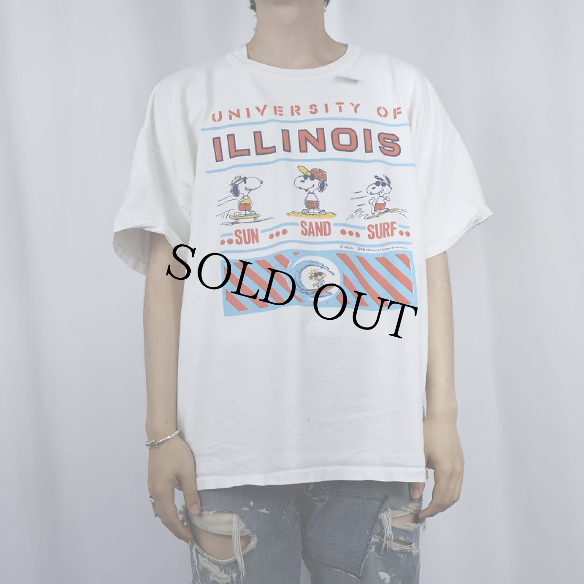画像2: 90's SNOOPY "UNIVERSITY OF ILLINOIS" キャラクタープリントTシャツ (2)