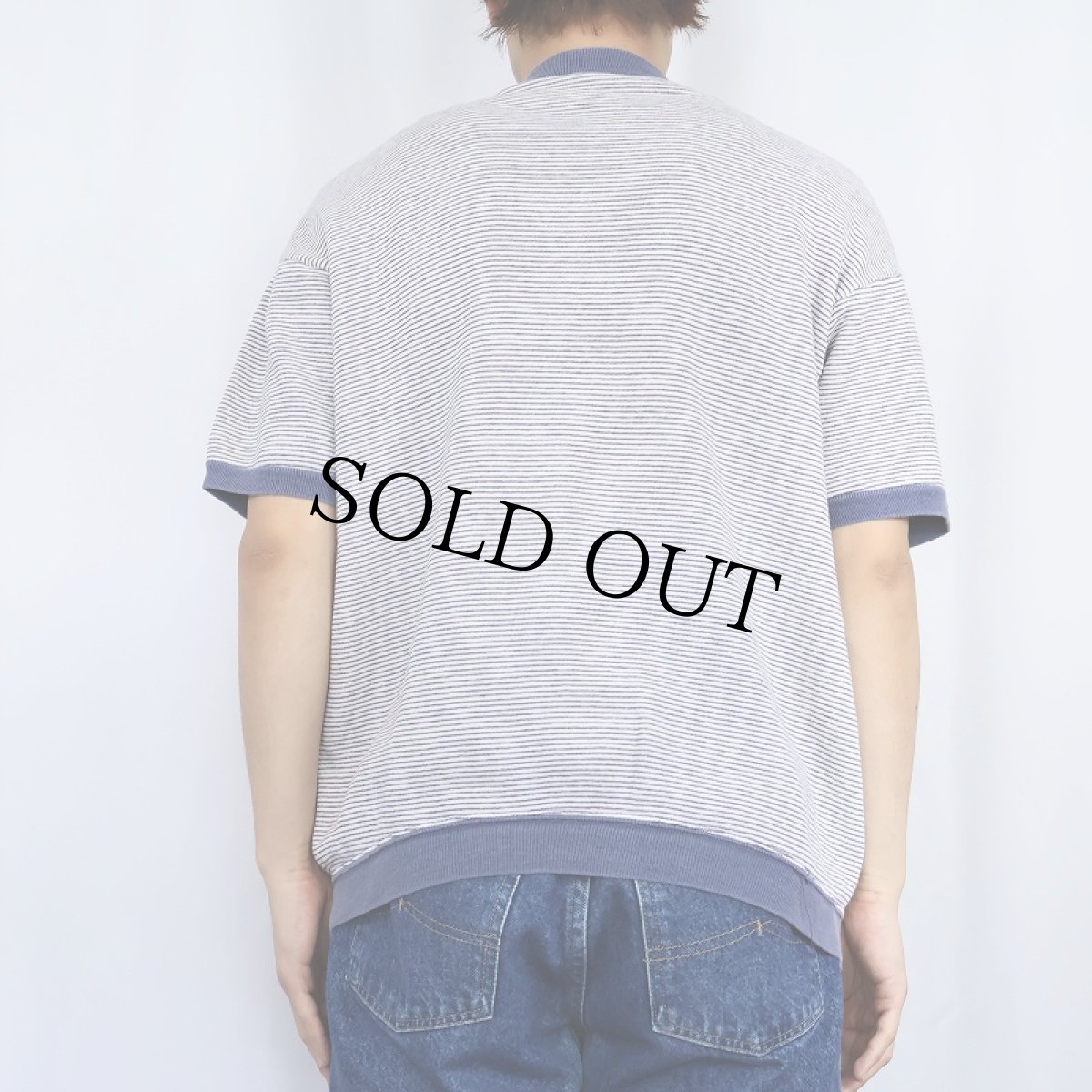 画像3: 60's CHAMPION PRODUCTSタグ "BUTLER" 染み込みプリント ボーダー柄 半袖リンガースウェット (3)