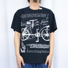 画像2: LEONARDO DA VINCI アートプリントTシャツ BLACK L (2)