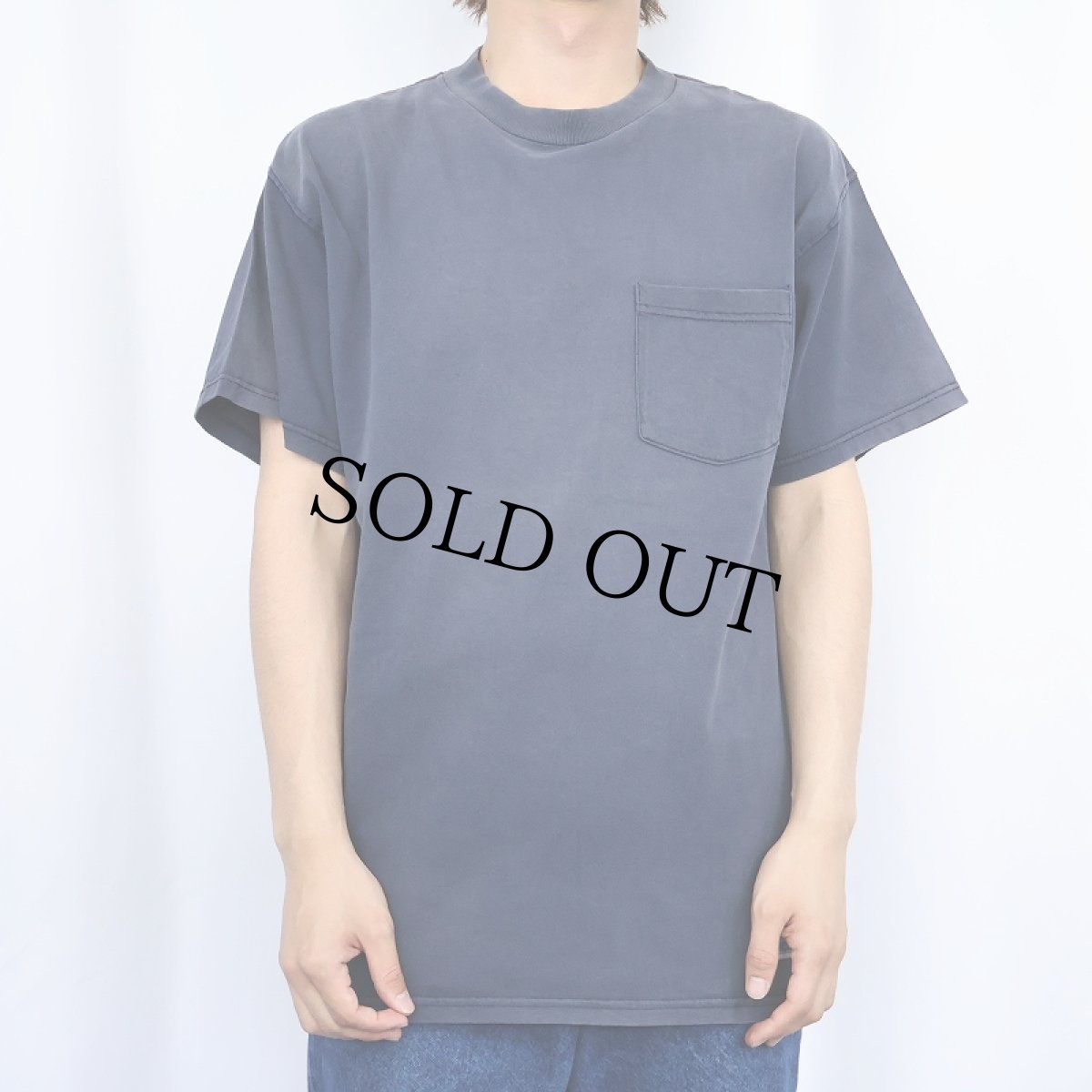 画像2: 90's DISCUS ATHLETIC 無地 ポケットTシャツ NAVY L (2)
