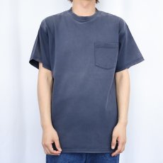 画像2: 90's DISCUS ATHLETIC 無地 ポケットTシャツ NAVY L (2)