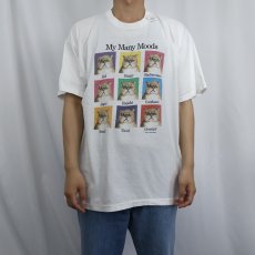 画像2: 80's USA製 My Many Moods ネコプリントTシャツ XL (2)