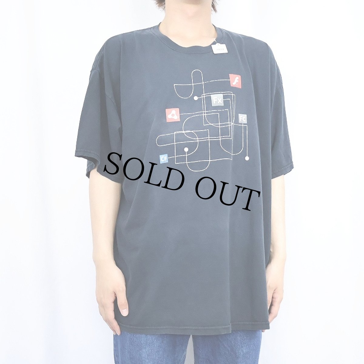 画像2: Adobe コンピューター企業 プリントTシャツ BLACK 2XL (2)
