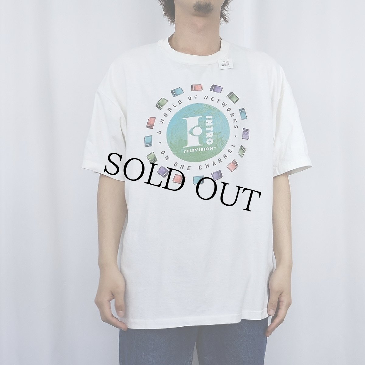 画像2: 90's INTRO TELEVISION 企業プリントTシャツ XL (2)