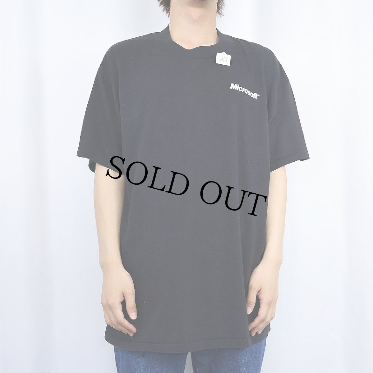 画像2: Microsoft コンピューター企業 ロゴプリントTシャツ BLACK (2)