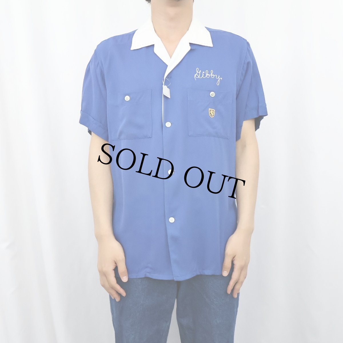 画像2: 60's NAT NAST "RALLS COUNTY R.E.A." フロッキープリント レーヨンボーリングシャツ (2)