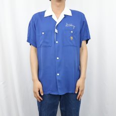 画像2: 60's NAT NAST "RALLS COUNTY R.E.A." フロッキープリント レーヨンボーリングシャツ (2)