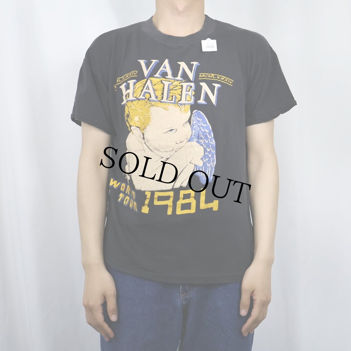 画像2: 80's VAN HEILEN ロックバンド ツアープリントTシャツ BLACK XL (2)