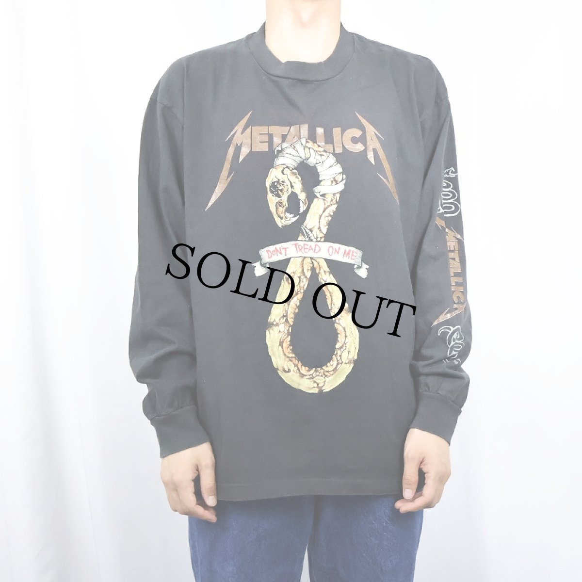 画像2: 90's METALLICA × PUSHEAD "DON'T TREAD ON ME" ヘヴィメタル・バンド プリントロンT BLACK XL (2)