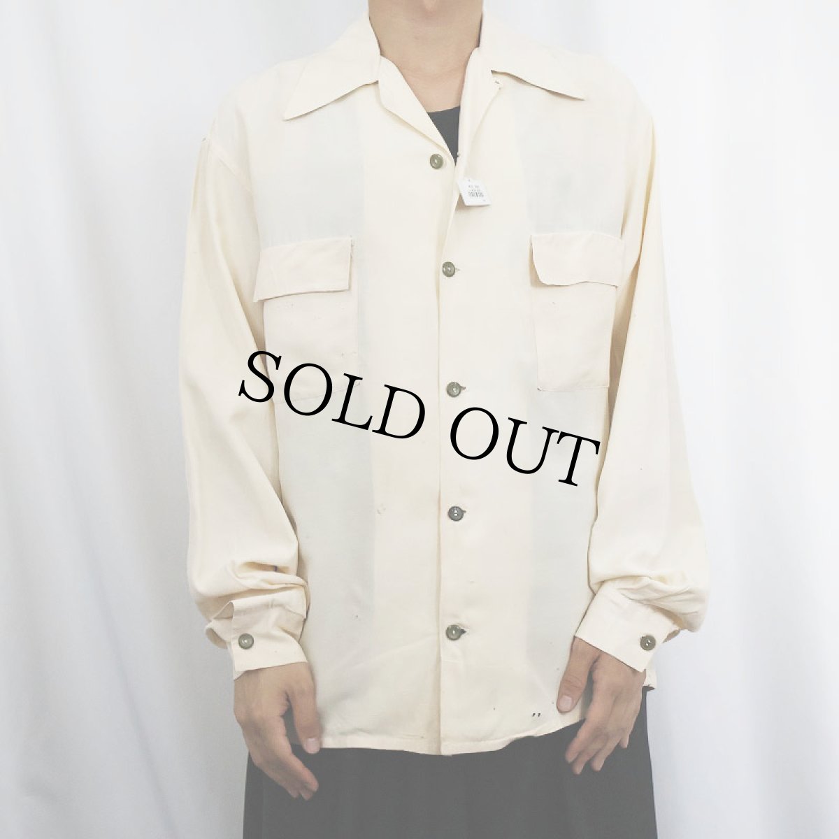 画像2: 50〜60's CALIFORNIA アセテート オープンカラーシャツ M (2)