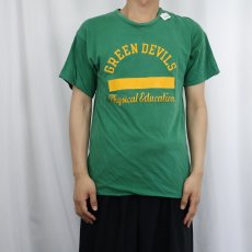 画像2: 70〜80's Champion USA製 バータグ "GREEN DEVILS" ダブルフェイスTシャツ M (2)