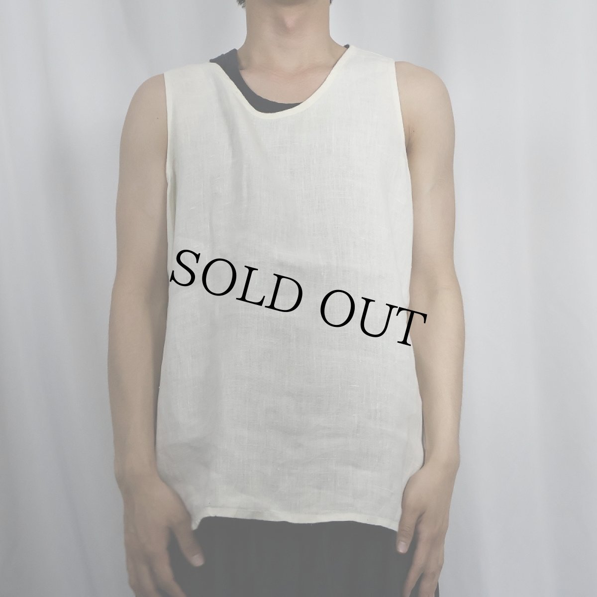 画像2: FLAX リネン ノースリーブトップス M (2)