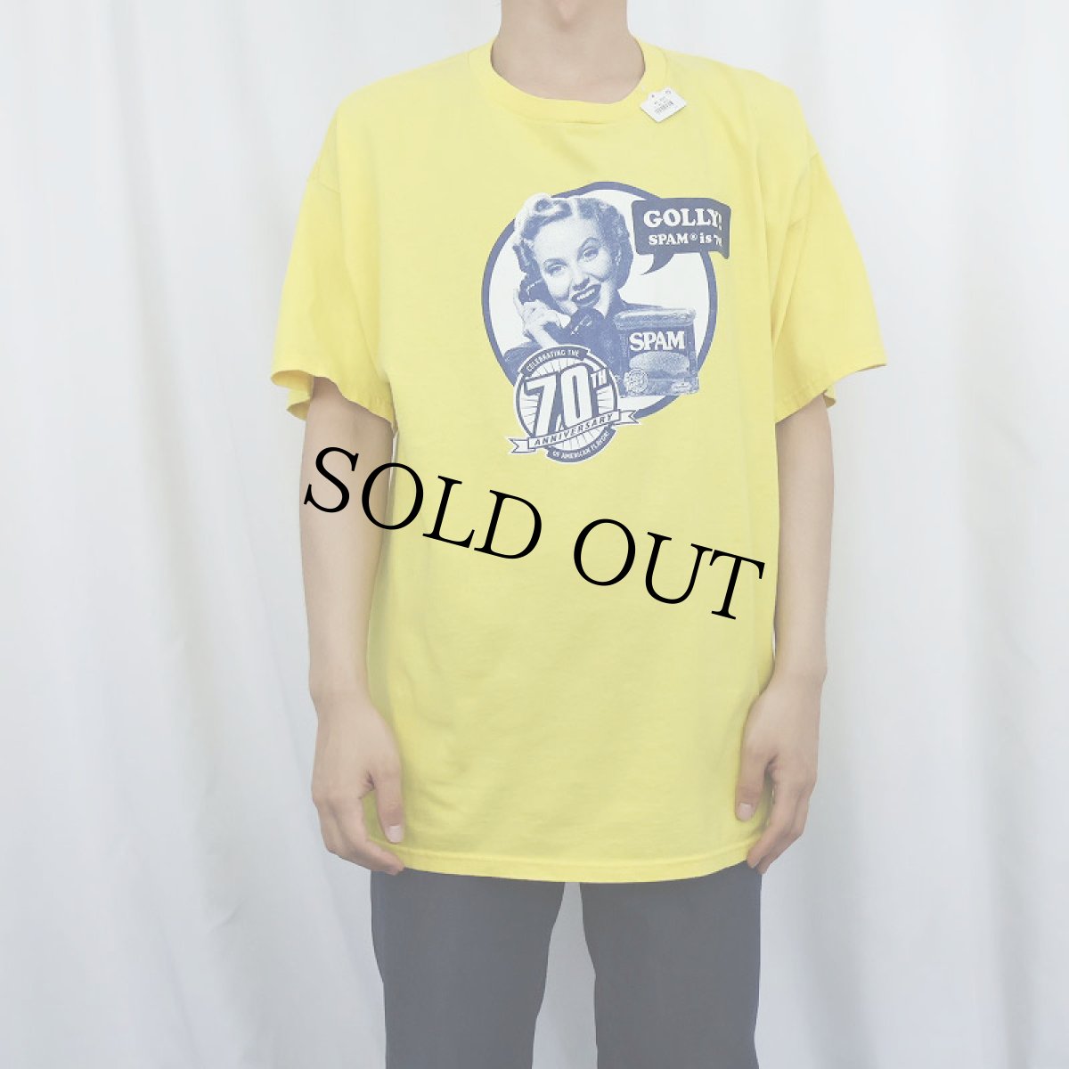 画像2: 2000's SPAM 70th 企業プリントTシャツ XL (2)